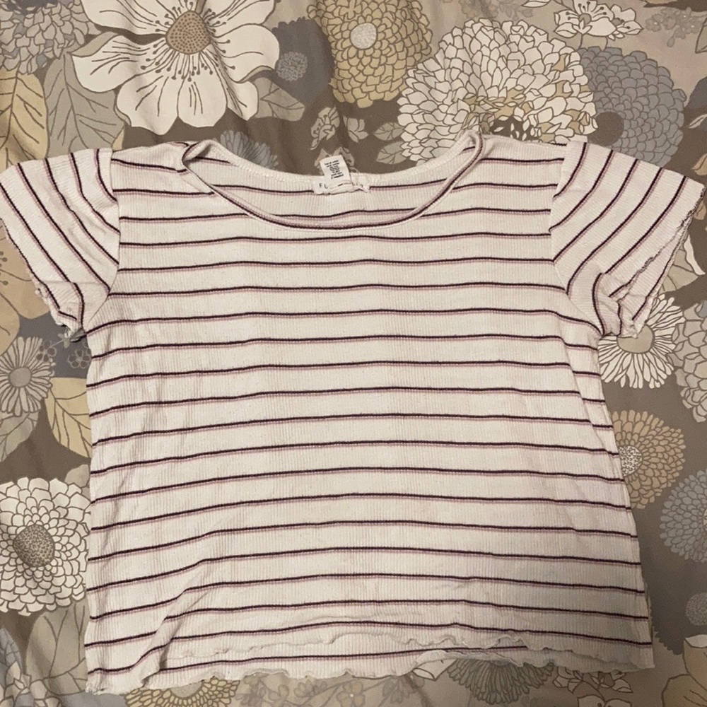 Maroon and pink striped shirt
